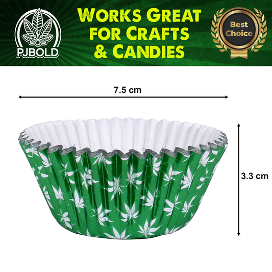 Foil Cupcake Liner - Green Leaf