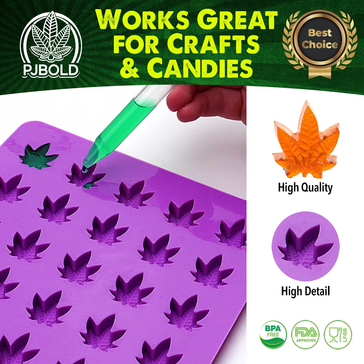 Pj Bold Premium Leaf Soap Mold Tray, 2 Pack, Purple