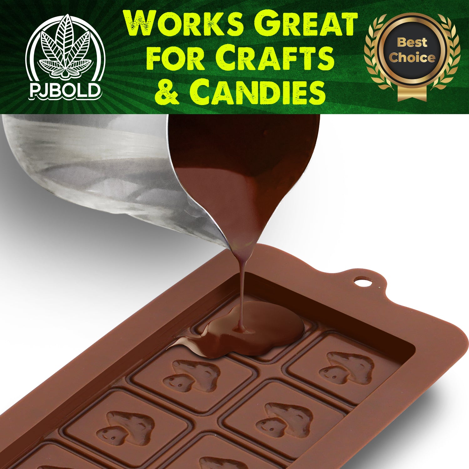 PJ Bold pj bold marijuana leaf chocolate bar silicone candy mold trays, 2  pack