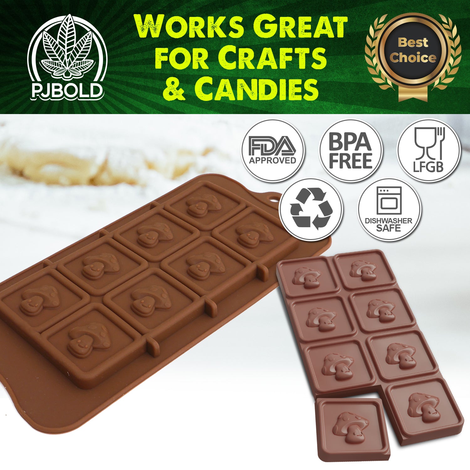 3 Pack Square Chocolate Candy Mold 2 X 2 X 1 Silicone Baking