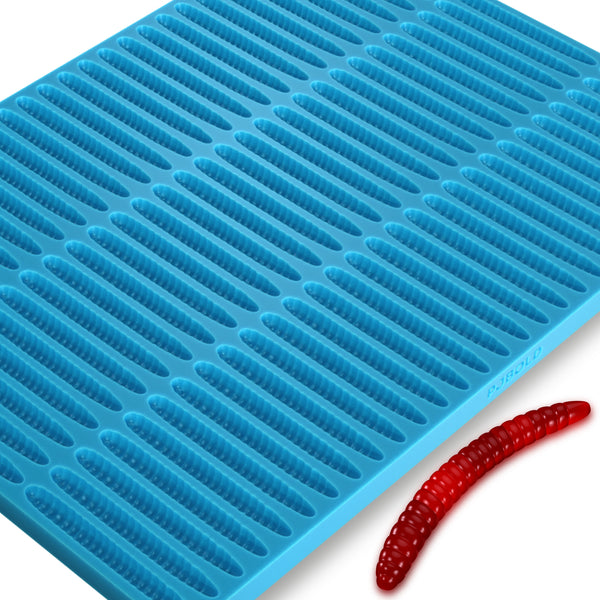 Gummy Worm Silicone Mold, 4mL, 87 Cavity, Half Sheet, Blue