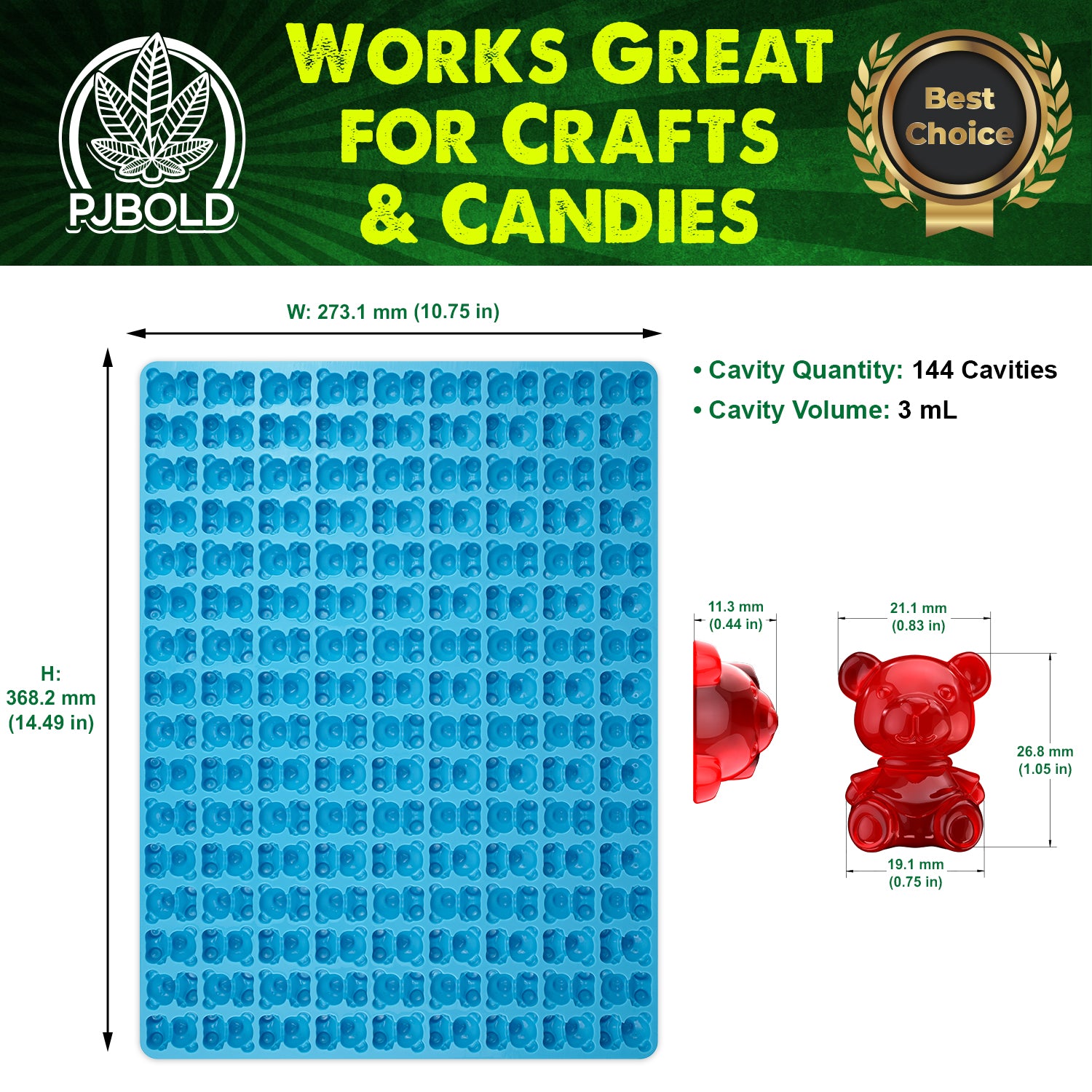 Gummy Bear Silicone Mold / 50 Cavity Gummy Candy Mold / Bear 