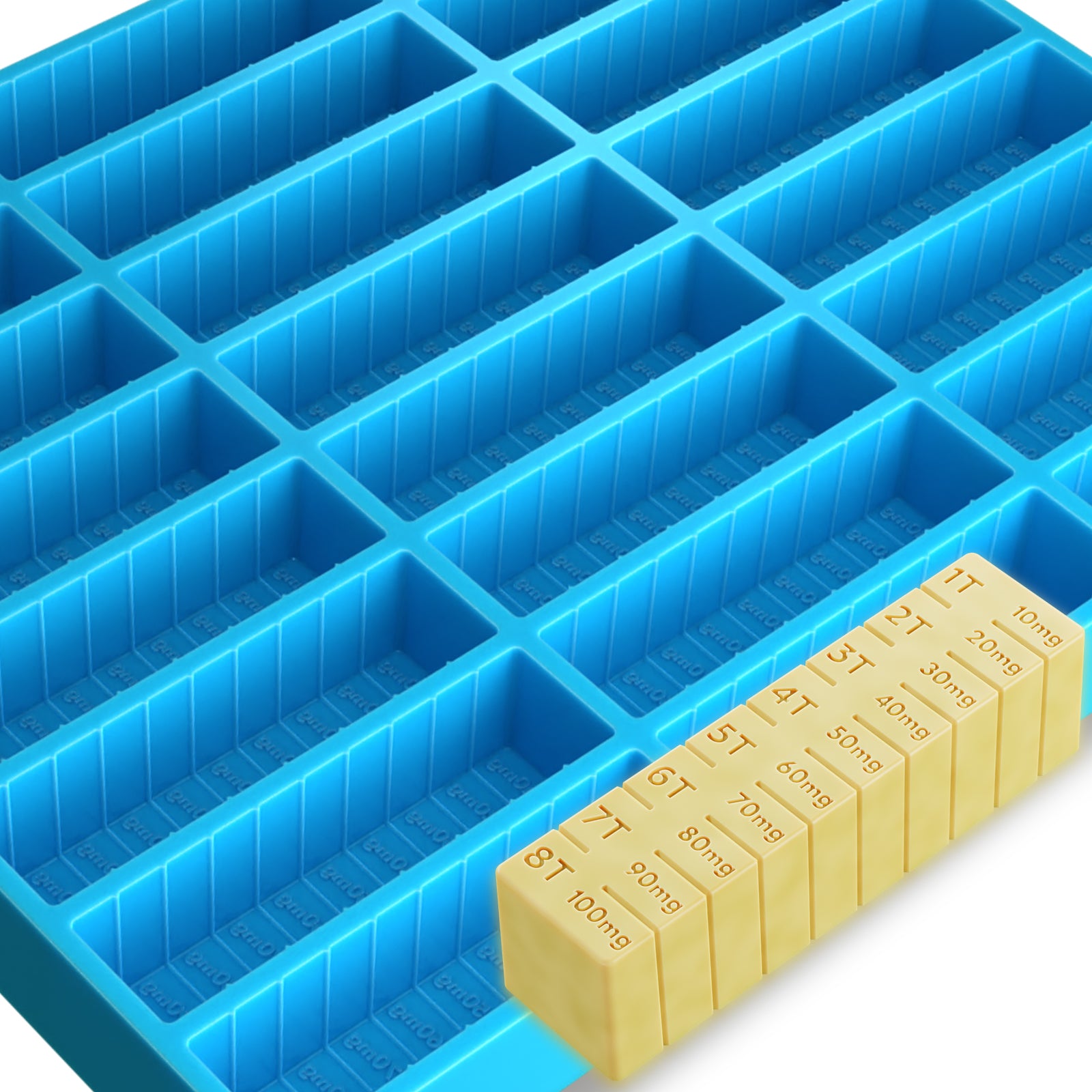 Vikakiooze Silicone Molds Butter Mold Tray with Lid Storage The Silicone Butter Molds with 4 Large Storage, Adult Unisex, Size: One size, Blue