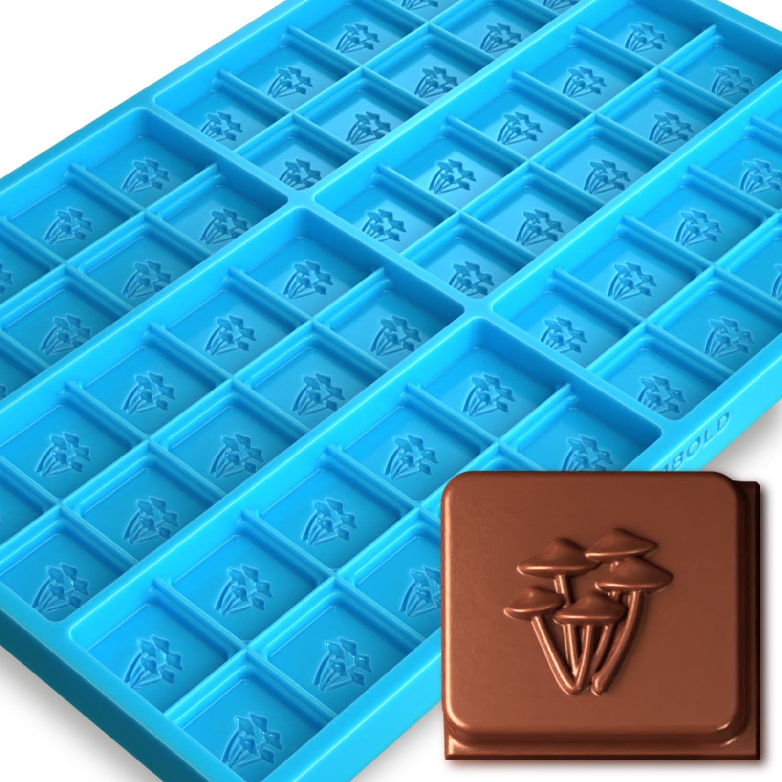 Pj Bold Square Silicone Mold, 5ml, 192 Cavity, Half Sheet, Blue