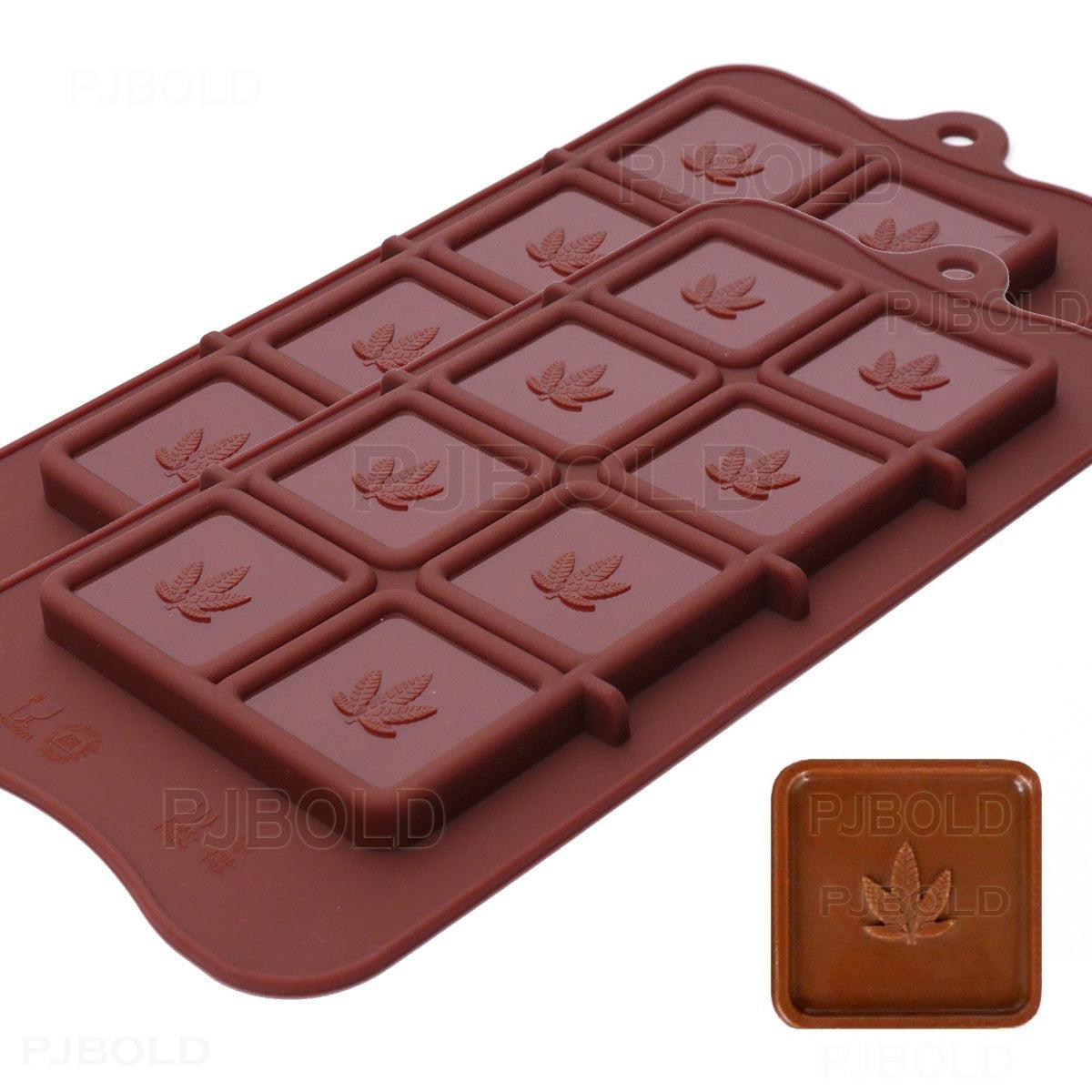 Pj Bold Small Leaf Chocolate Bar Silicone Candy Mold Trays, 2 Pack