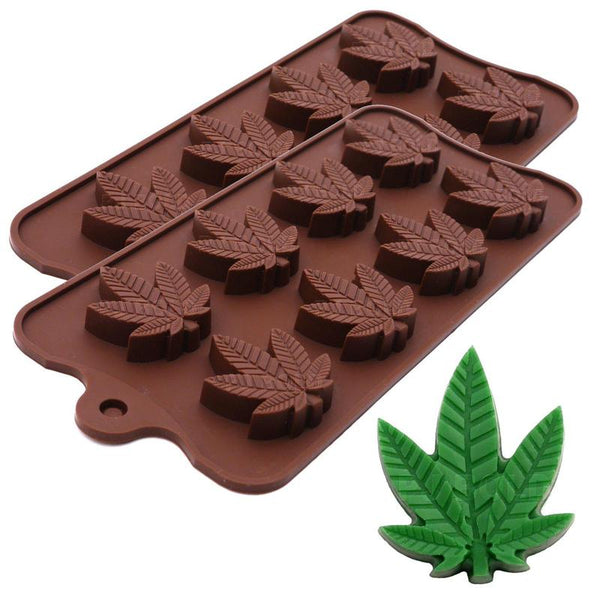 Pj Bold Marijuana Pot Leaf Silicone Candy Mold Trays for Chocolate Cupcake Toppers Gummies Ice Soap Butter Molds Small Brownies or Party Novelty Gift